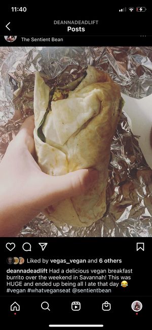 Vegan breakfast burrito  at The Sentient Bean in Savannah
