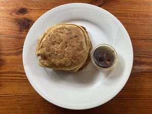 Pair pancakes with maple syrup so Yum  at The Sentient Bean in Savannah