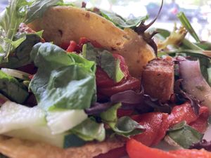 Super fresh like straight from the garden greens and the tacos!  at The Sentient Bean in Savannah