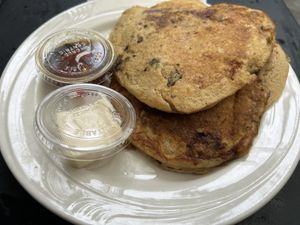 Vegan Triple Berry Pancakes   at The Sentient Bean in Savannah