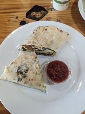 Vegan burrito at The Sentient Bean in Savannah