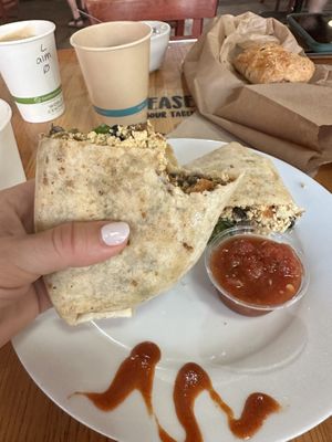 Vegan Breakfast Burrito  at The Sentient Bean in Savannah