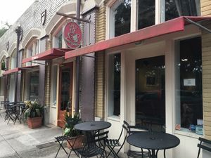 it got seating outdoor too, in the front and back (yard). at The Sentient Bean in Savannah