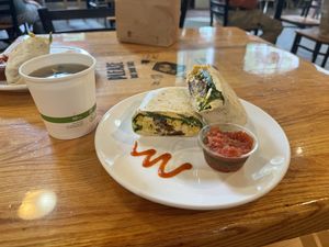 Breakfast burrito   at The Sentient Bean in Savannah