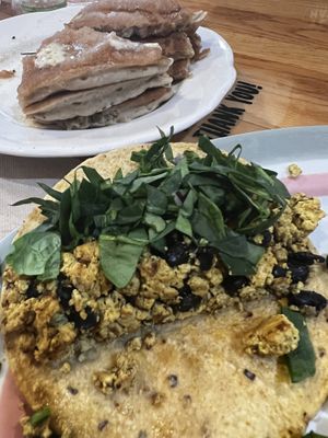 Breakfast tacos & Apple pancakes  at The Sentient Bean in Savannah