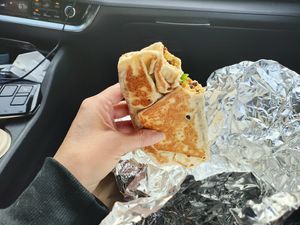 Vegan breakfast burrito would have been tastier with some salt, spice or more mayo at The Sentient Bean in Savannah