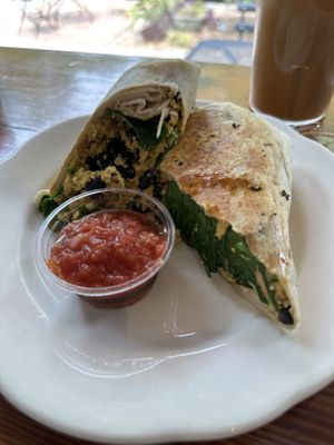 Vegan breakfast burrito  at The Sentient Bean in Savannah