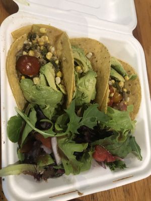 Taco with avocado salsa quinoa and vegetables   at The Sentient Bean in Savannah