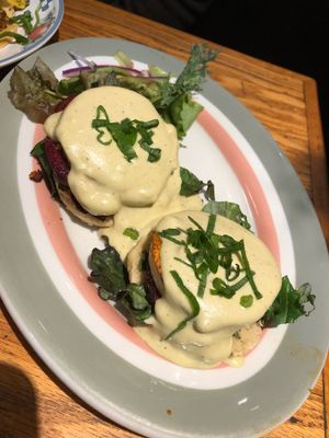 Vegan “eggs” benedict  at The Sentient Bean in Savannah