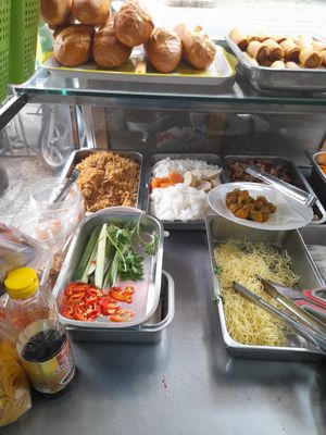 Stall looking out at Bat Nha 1 Vegetarian Restaurant in Ho Chi Minh City