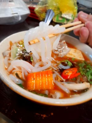 My take away vegan noodles eating at home at Song Liên in Ho Chi Minh City