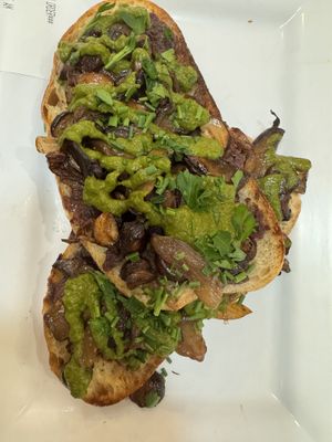 1-UP mushroom toast — very good  at Ada's Technical Books and Cafe in Seattle