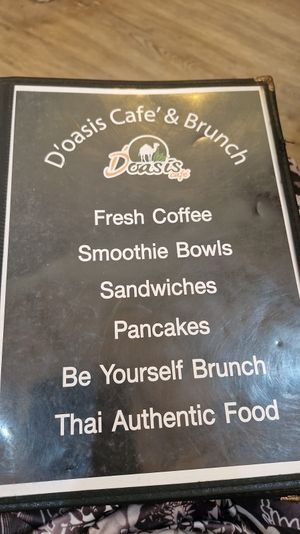 The front page of their menu at D'oasis Cafe' at Railay Beach in Krabi