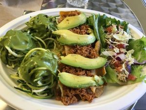 Sampler #1: Zucchini Pasta, Nachos, Chicken Salad Lettuce Wrap at Simply Pure in Las Vegas