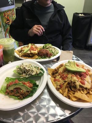 Sampler plate and nachos at Simply Pure in Las Vegas