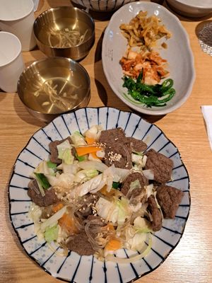 Vegan bulgogi with rice at Myeongdong Joomak - 명동주막 in Seoul