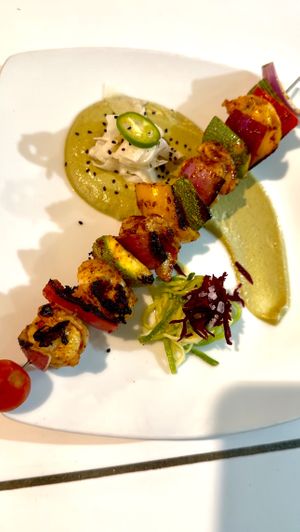 Brocheta de camarones  at Espiritu Verde de Zipolite in Zipolite