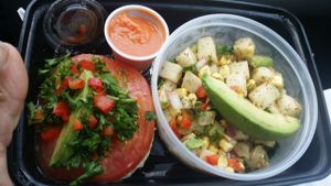 Tomato ravioli w/jicama salad at Raw Chef Renee - The Traveling Carrot Food Truck in Katy