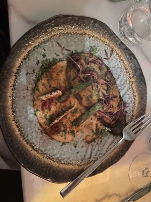 Glazed miso aubergine   at Kin Restaurant in London