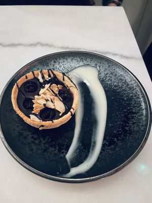 Cherry chocolate tart  at Kin Restaurant in London