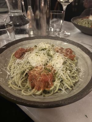 Courgette and pistachio spaghetti - fine but not stand out  at Kin Restaurant in London