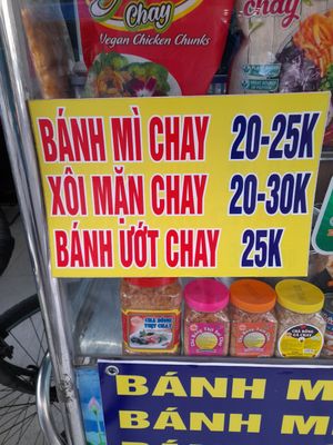 Menu list. No English at Bánh Mì Chay Vĩnh Vien in Ho Chi Minh City