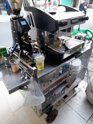 Espresso machine at Bánh Mì Chay Vĩnh Vien in Ho Chi Minh City