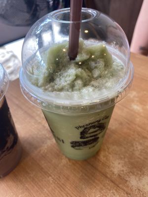 Matcha frappe with soy milk, tasty not sweetened   at Samonsi Pad Thai in Ao Nang