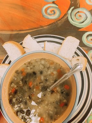 Seasonal vegan soup- Mexican black bean at Community Cafe in St Petersburg