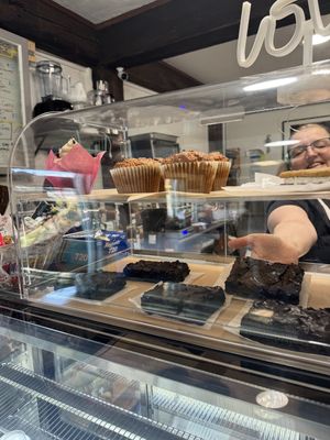 Top shelf is gluten free. Tried the brownie. I’m obsessed. Probably one of the best I’ve ever had    at Phoenix Dripp Cafe in Phoenix