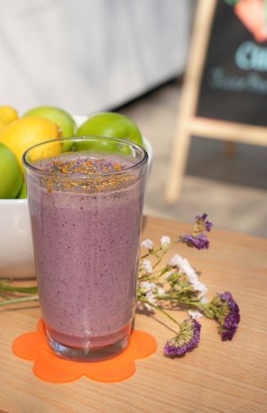 Delicious AB&J smoothie... like PB&J but with real berries and almond butter. at Curiosa | Cafe & Juice Bar in Mexico City