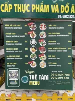 Menu  at Tue Tam Vegan in Ninh Binh