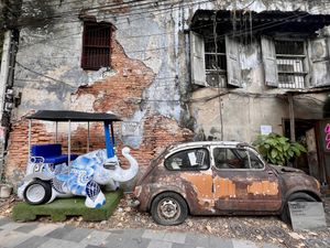 Exterior of the shop- the famous fiat car   at 32Bar X in Bangkok