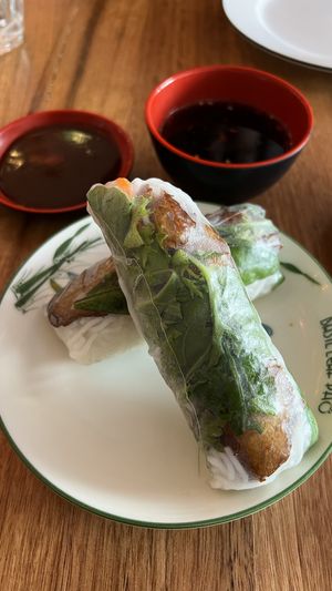 Fresh spring rolls with mock duck  at Basil Leaf Pho in Fitzroy