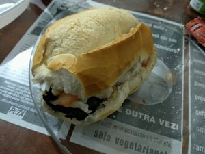One of several yummy Brazilian fast-food items served on the all-you-can-eat menu at Lar Vegetariano Vegan at LAR vegan in Sao Paulo