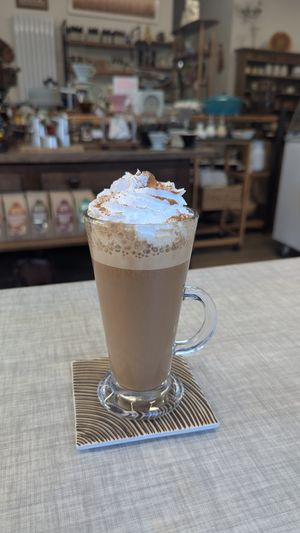 Pumpkin spice latte with oat milk at Modern Story in Kings Lynn