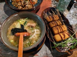 Vegan ramen with crunchy tofu at Rễ Restaurant Brno in Brno