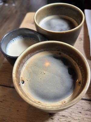 Coffees and oat   at The Bagel Project in Nottingham