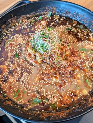 Red hot miso ramen at REDWHITE BONELESS RAMEN Downtown Los Angeles in Los Angeles
