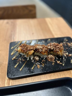 Roasted avocado roll  at REDWHITE BONELESS RAMEN Downtown Los Angeles in Los Angeles