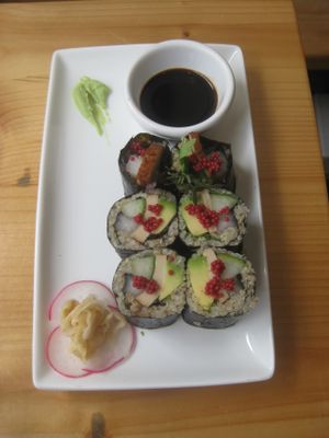 Quinoa, smoked tofu and avocado sushi at Wildebeest in Falmouth