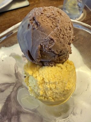 One vegan dessert - ice cream  at The Fox & Rabbit Inn in Pickering