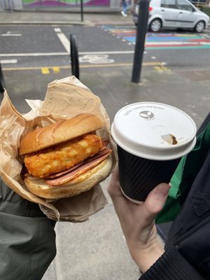 Vegan Bacon And Hash Brown Bap   at Vudu Food in Brighton