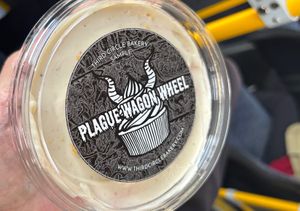 Plague wagon wheel cake sampler. Chocolate cake, vanilla icing, jam and biscuit crumbs  at Third Circle Bakery - No Storefront in Cranbourne