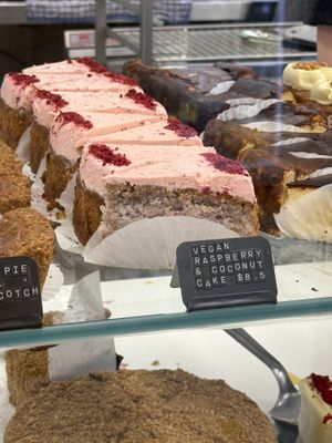Raspberry and coconut cake  at Candied Bakery in Spotswood