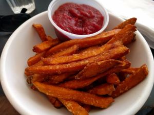 sweet potato fries at Higher Taste Plant Based in Long Beach