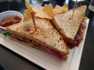 tempeh reuben at Higher Taste Plant Based in Long Beach