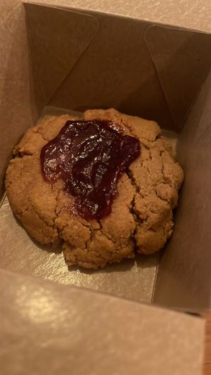 Peanut-butter and jam cookie   at Higher Taste Plant Based in Long Beach