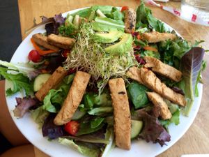 Rainbow salad at Higher Taste Plant Based in Long Beach