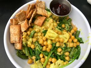 Indian bowl  at Higher Taste Plant Based in Long Beach